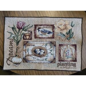 Set Of 4 Tapestry Style Spring,‎ Summer Placemats , Floral, Birds, Garden